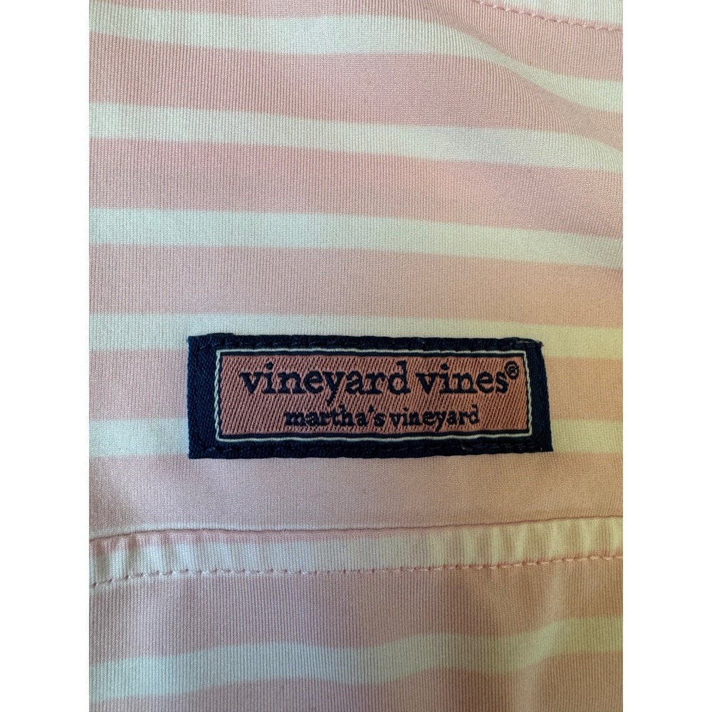 Vineyard Vines Womens Shep Shirt Pink White Striped Quarter Zip Pullover Large - Picture 5 of 12